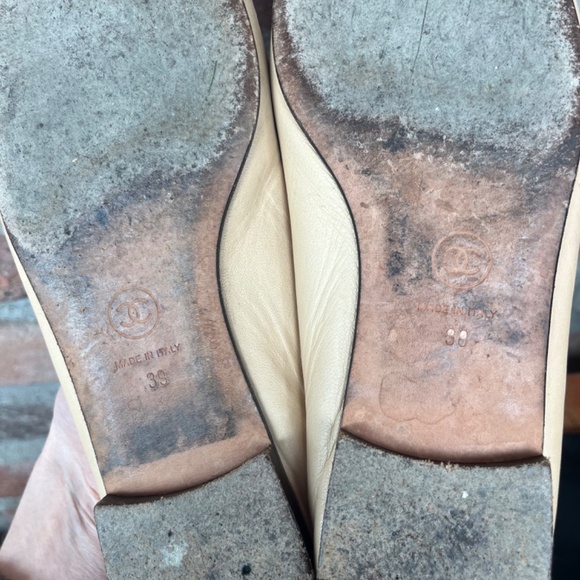 Chanel Interlocking CC Logo Ballet Flats Beige Size 39 - Picture 4 of 6